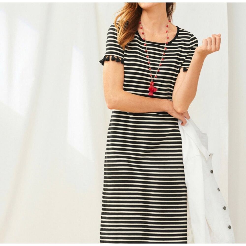 Talbots Tassel Sleeve Stripe Dress